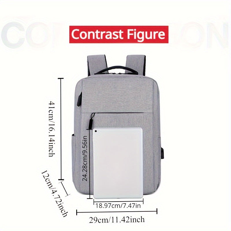 1pc Oxford Travel Backpack, Casual Style, Large Capacity, Multi-Functional Storage, Ideal for Commuting, School, Office, and Outings, Machine Washable, No Rechargeable Battery - Gray