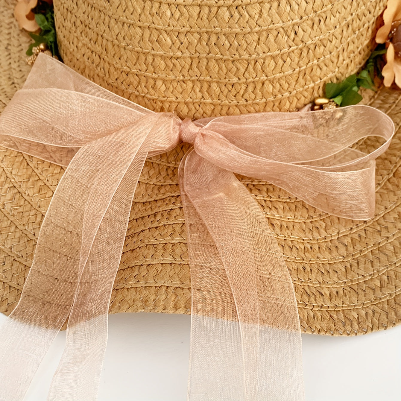 Women’s Adjustable Straw Hats with Floral Design and Carry Bag