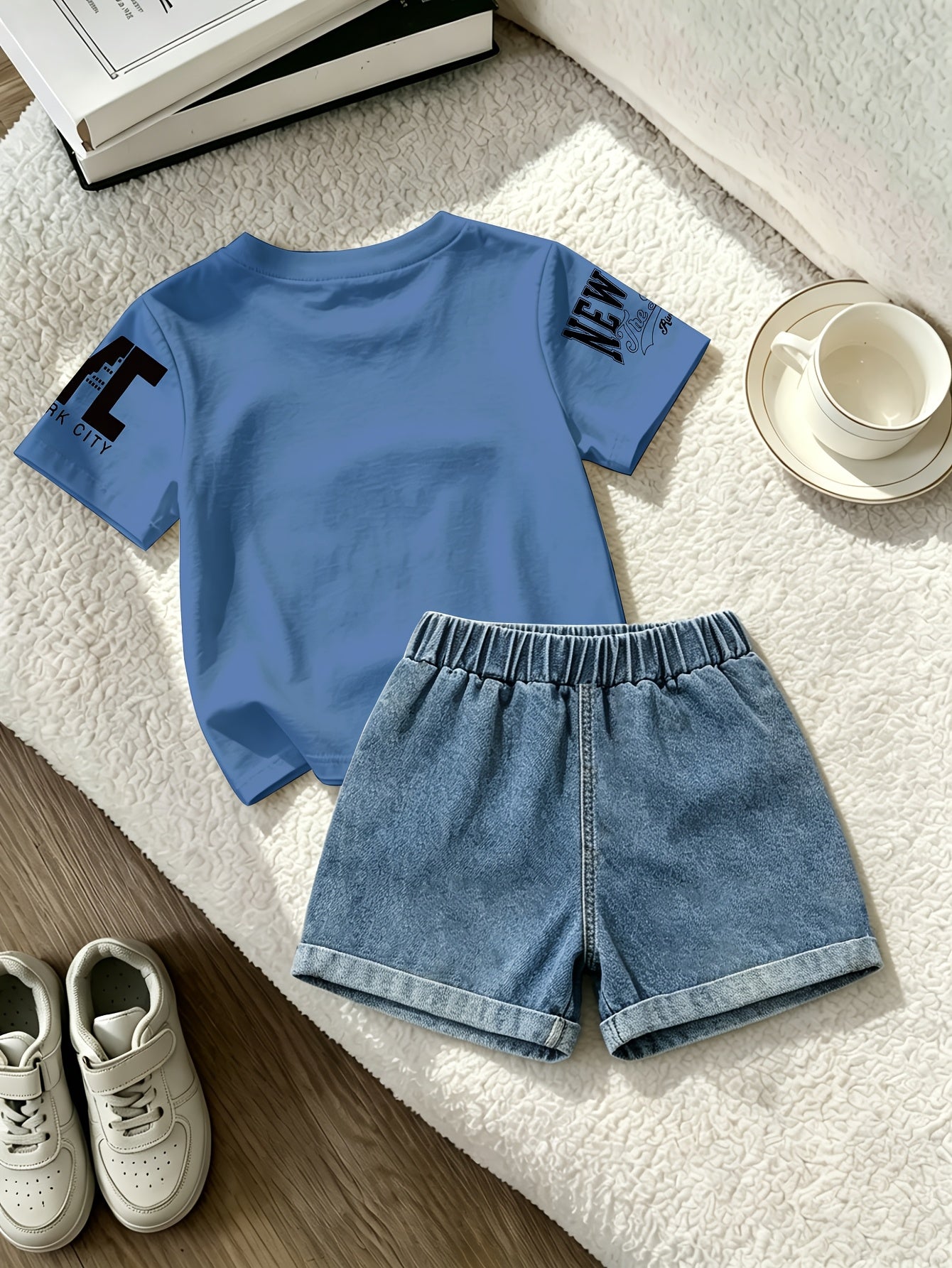 Summer Boys Los Angeles Print T-Shirt & Distressed Shorts Set