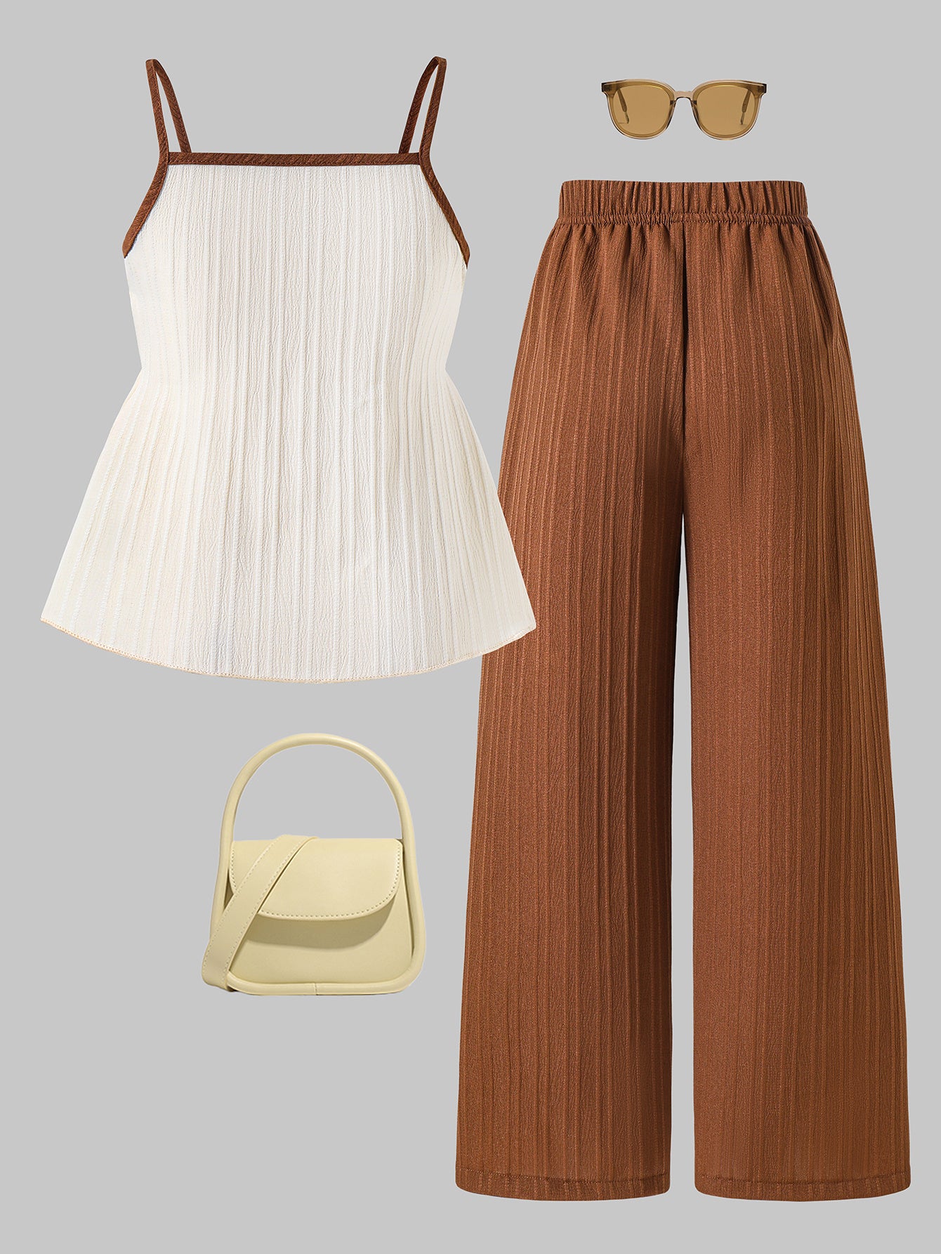 Girls' Casual Bow Tie Camisole & Solid Pants Set for Spring-Summer