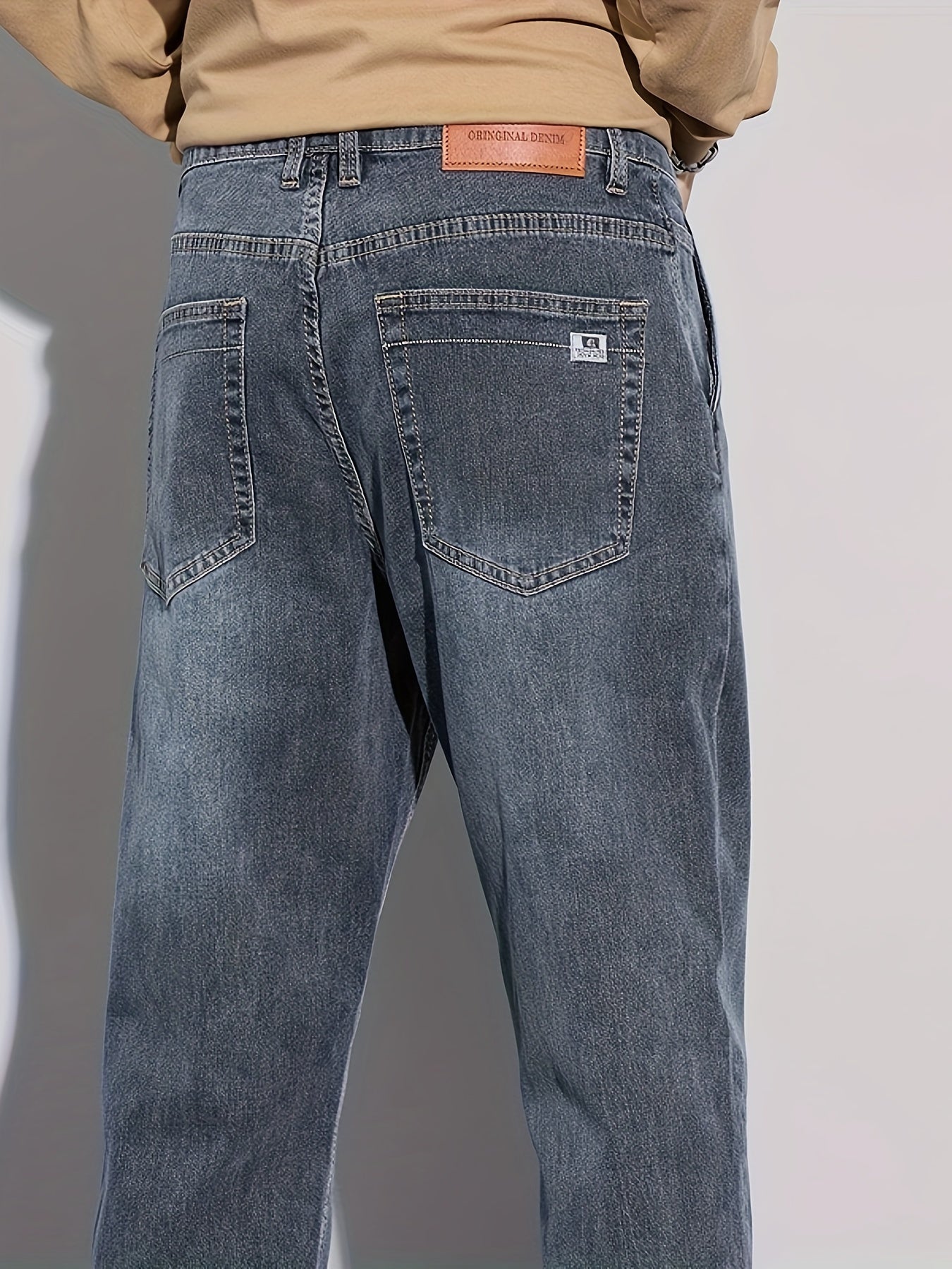 Denim Men's Jeans - Casual, Stretchable, Solid Pattern, Regular Length, Suitable for All Seasons, Water Washed, Regular Fit, Conventional Style, Made for Men