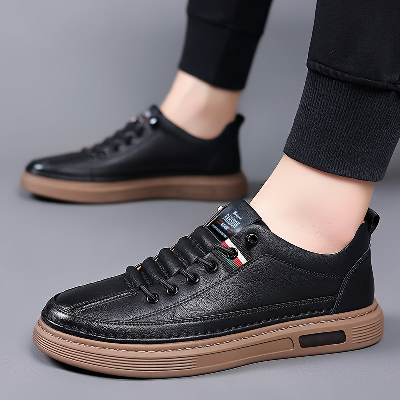 1 Pair Men'S Fashion Sneakers - Casual Street Style All-Season Slip-On Shoes with Geometric Solid Color, Faux Upper, Fabric Lining, PVC Sole, EVA Insole, Round Toe - Versatile for Daily, Party, Vacation