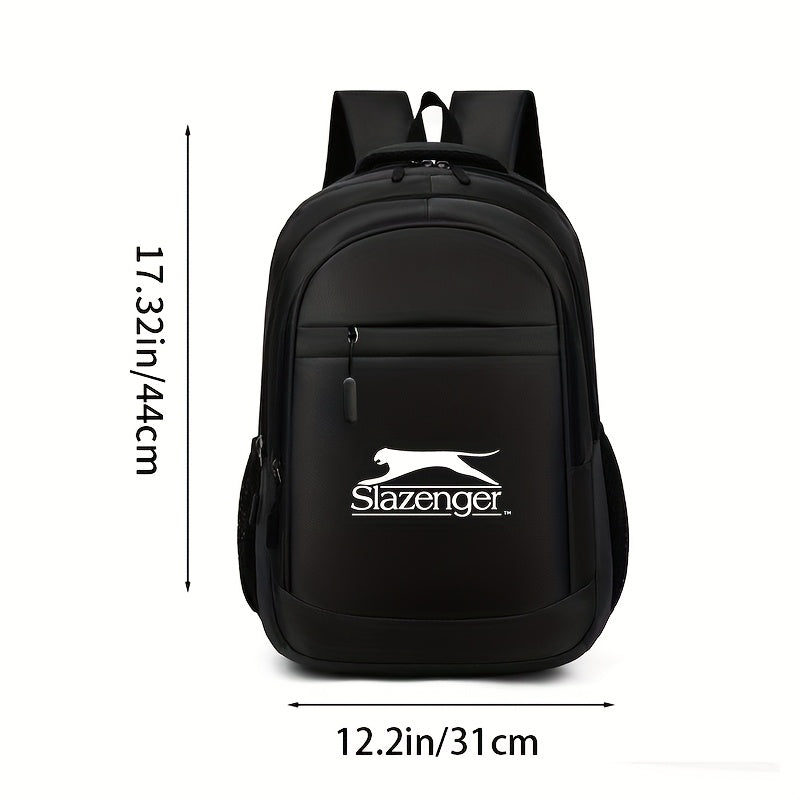 Slazenger R40 Casual Backpack - Sleek Black with White Logo, Durable Fabric, Multiple Compartments Padded Shoulder Straps for Daily Commute, Travel, School, Work, Backpack for Travel, Urban Carry, Versatile Bag, Sturdy Cons