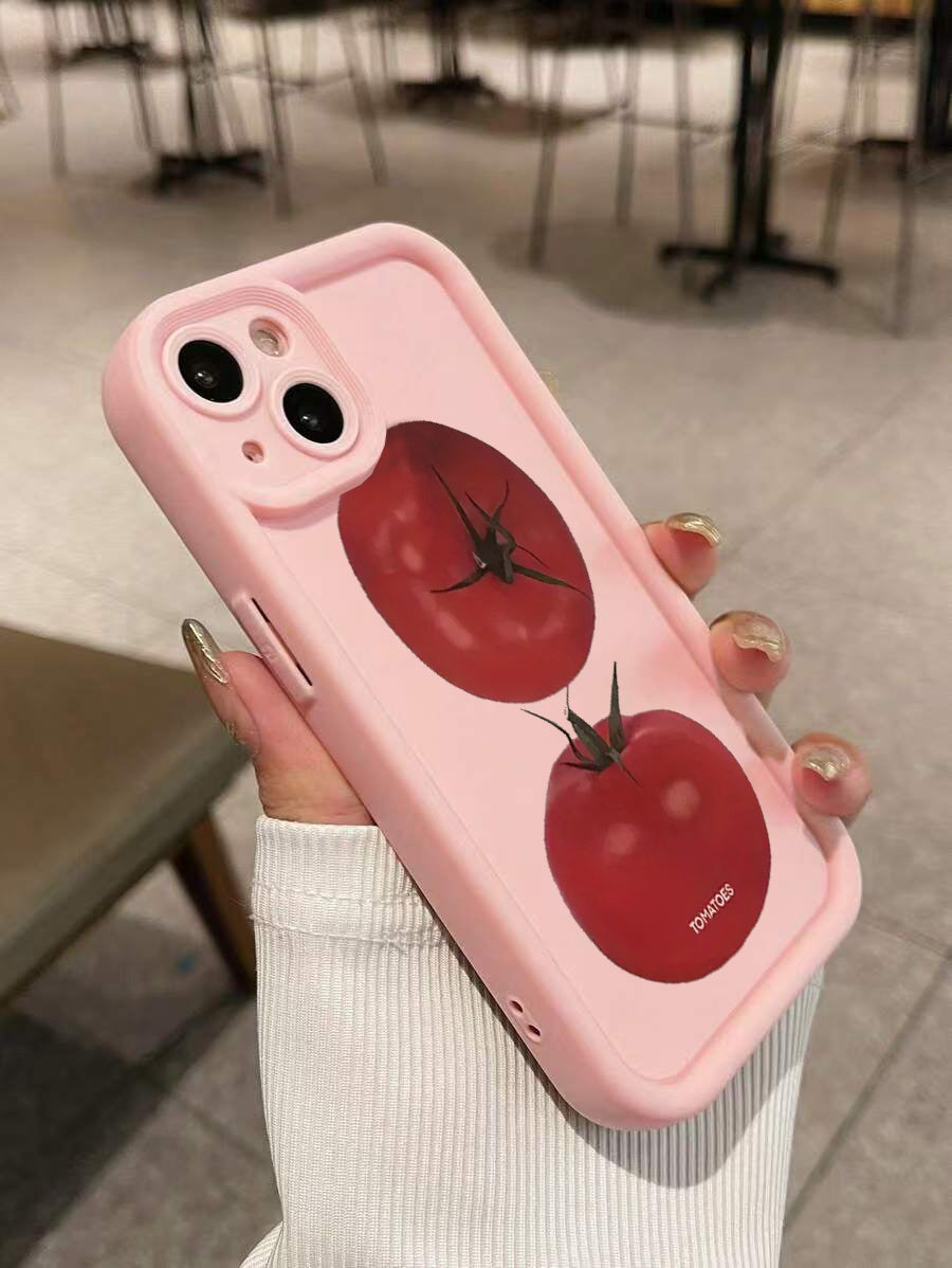 Cartoon Tomato Printed TPU Shockproof Phone Case Compatible with Iphone Models Including 16, 15 Pro Max, 15 Plus, 15 Pro, 15, 14 Pro Max, 14 Plus, 14 Pro, 14, 13 Pro Max, Pro Max, 12 Pro Max, 12 Pro, 12, 11 Pro Max, 11 Pro, 1