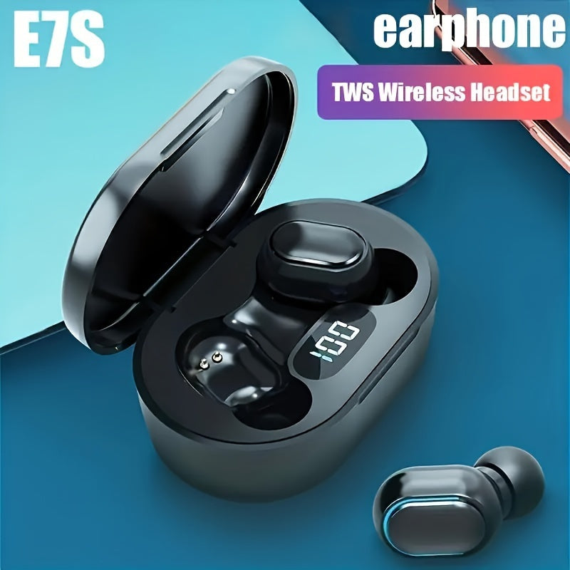High-Quality E7S TWS Wireless Sport Headphones with LED Display, HiFi Stereo, Noise Reduction for Calls, Wireless Connectivity - USB Rechargeable, Earbuds, Headset