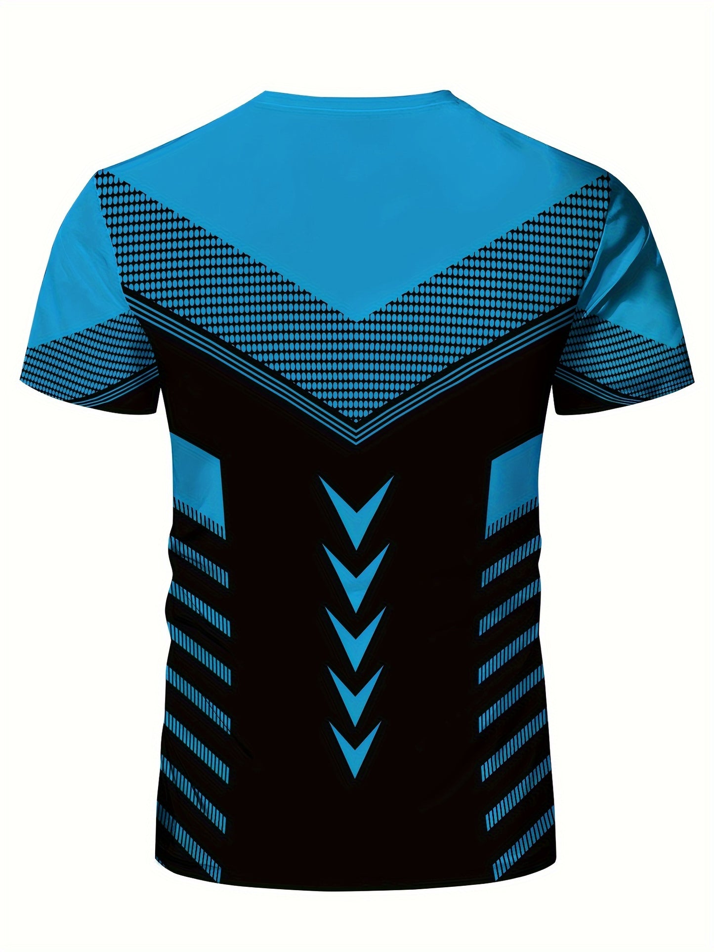 Men'S Geometric-Pattern Sports T-Shirt, Polyester Blend, Crew Neck, High Stretch, Short Sleeve, Quick-Dry, Tear-Resistant, Knit Fabric, Skinny Fit, with 3D Heat Sublimation for Running, Yoga, Training, Hiking, Casual & Athlet