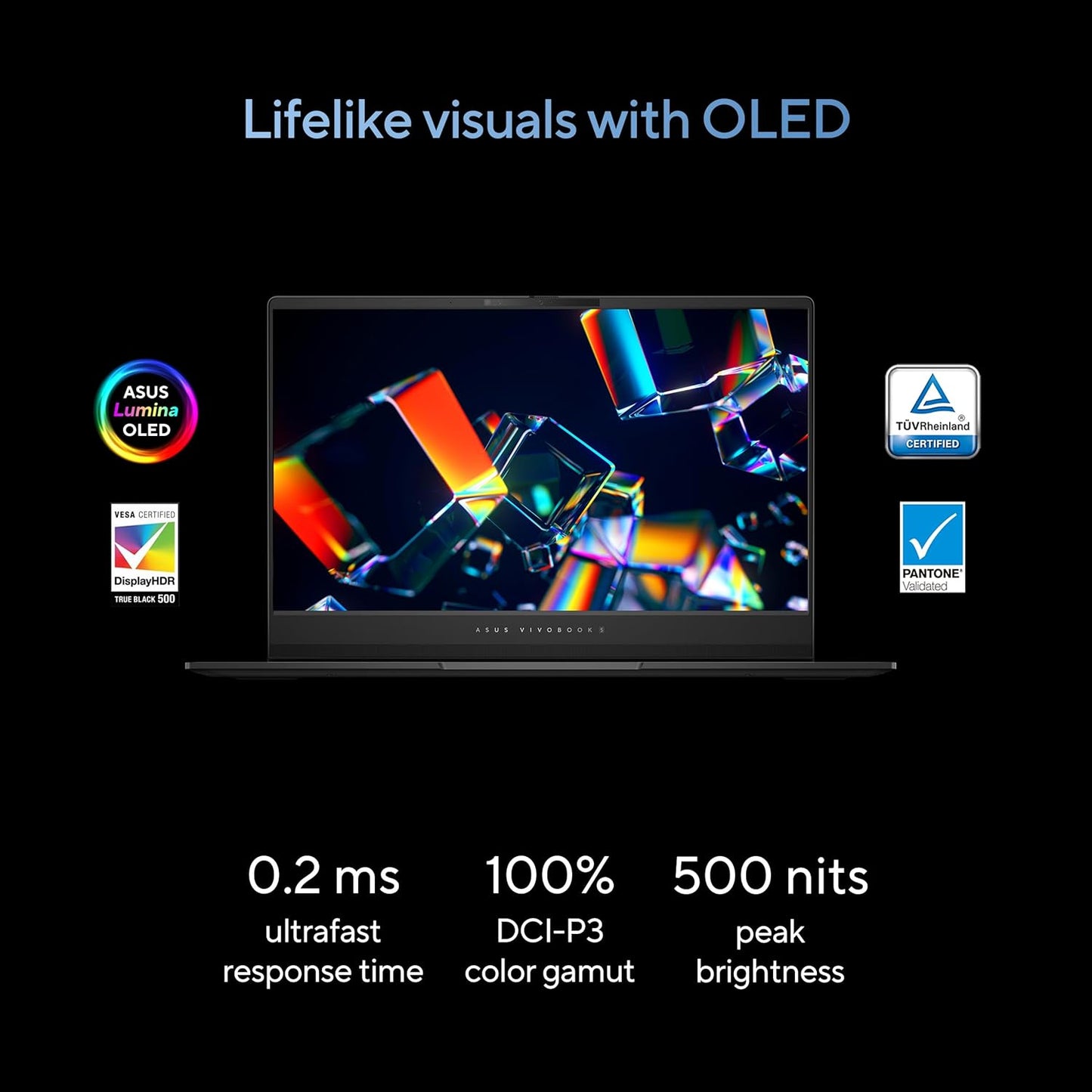 ASUS Vivobook S 14 OLED Slim Laptop, Intel Core Ultra 9 185H, 16GB, 1TB SSD, Fast Charging, RGB Keyboard, Thunderbolt 4, Neutral Black, S5406MA-AS96, Intel Evo Edition
