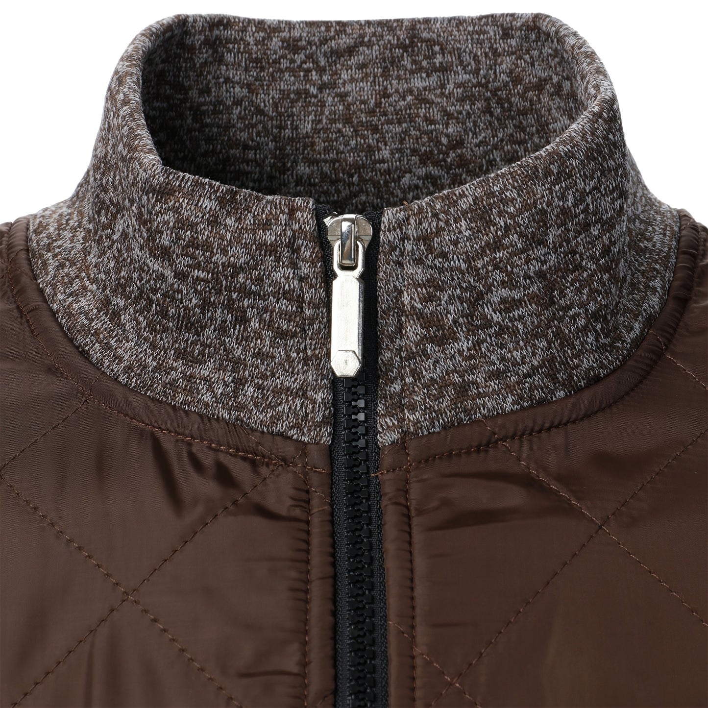 Men's Blocking Quilted Jacket For Spring And Autumn, Casual Stylish Outdoor Stand Collar Coat As Gift