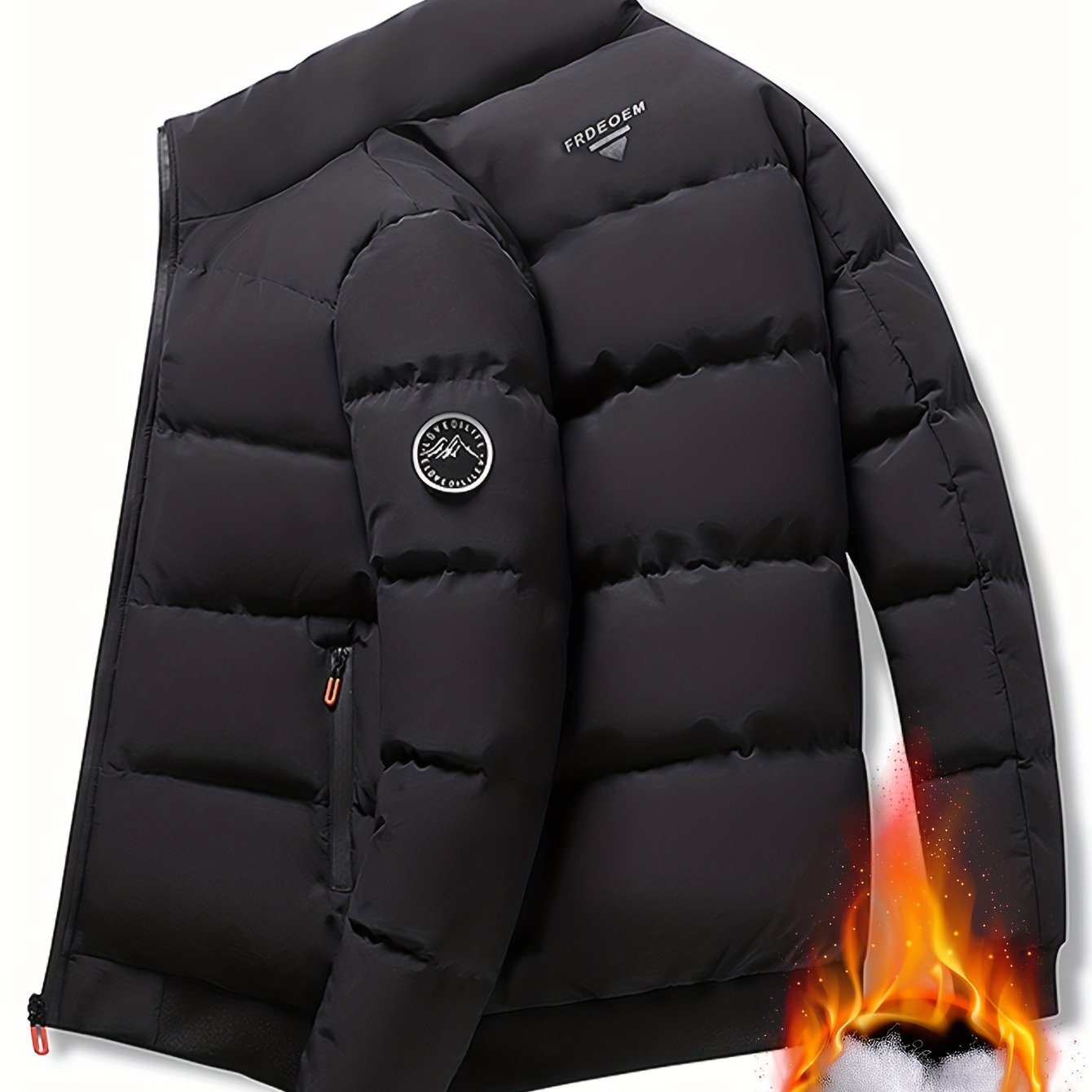 Men's Lightweight Jacket with - Winter Warm Coat, Stand Collar & Zippered Pockets, Beige/ & Black, Machine Washable (No Dry Clean) - Casual & Formal Outerwear for Cold Weather (-Filled)