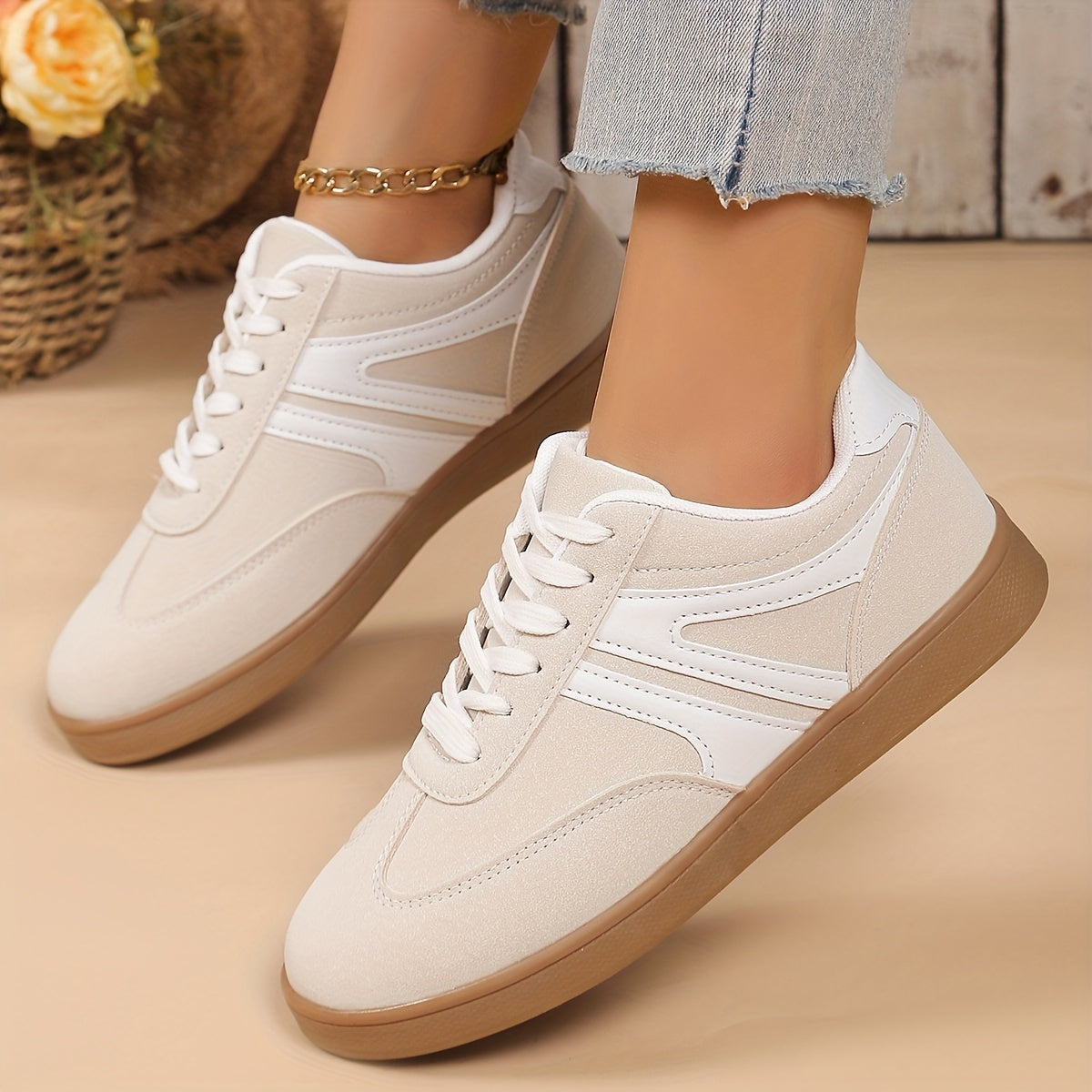 Women's Breathable Knit Sneakers - Lightweight, Comfortable Lace-Up Low Tops in Solid Colors for Summer Walking & Jogging