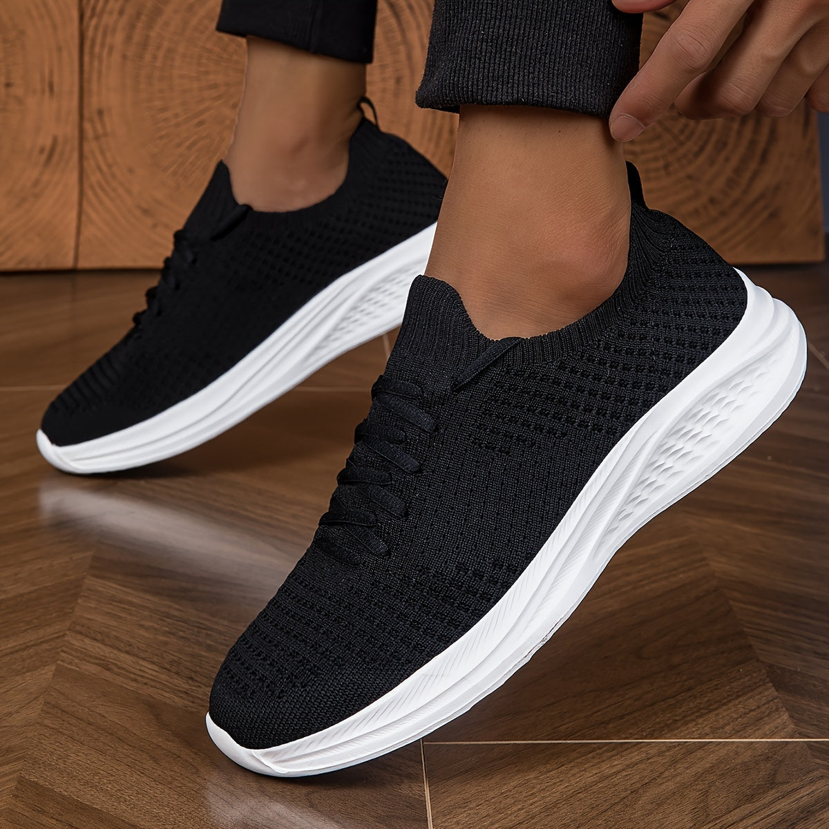 Men's Casual Running Shoes, Walking Tennis Sneakers, Lightweight Breathable Soft Sole Woven Work Shoes