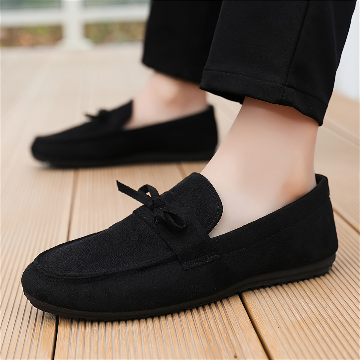 Men's Solid Color Loafer Shoes, Slip On Low Top Casual Shoes For Outdoor Street Walking Camping Activities