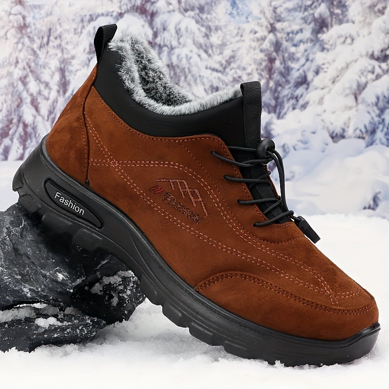 Men's Warm and Comfortable Winter Snow Shoes - Non-Slip Ankle Boots for Outdoor Hiking and Trekking with Plush Lining