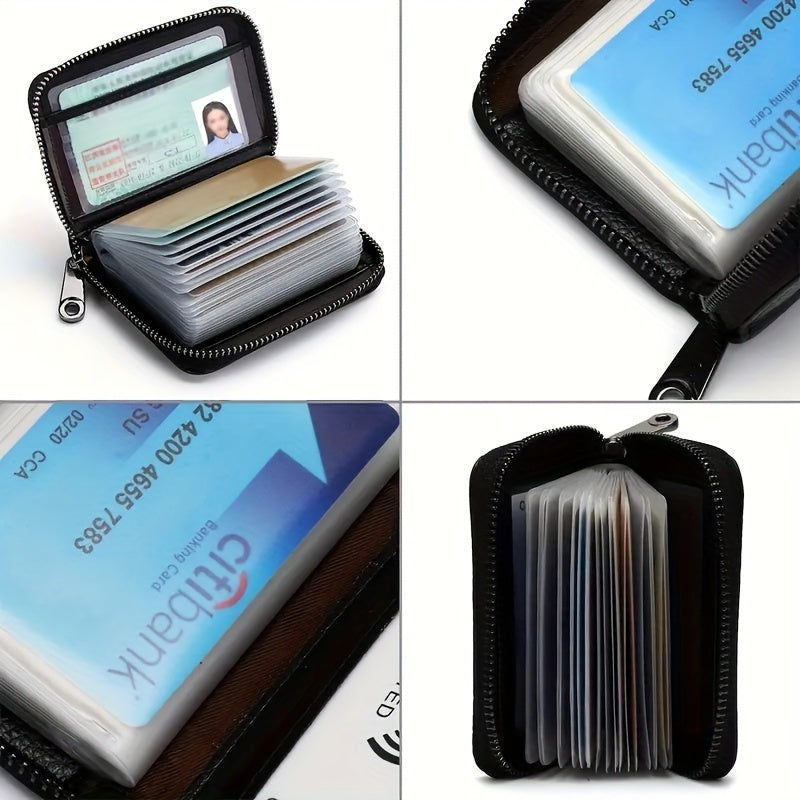 Mini Minimalist Classic Zipper Wallet, Textured Zipper Around Coin Purse, Solid Color Credit Card Holder