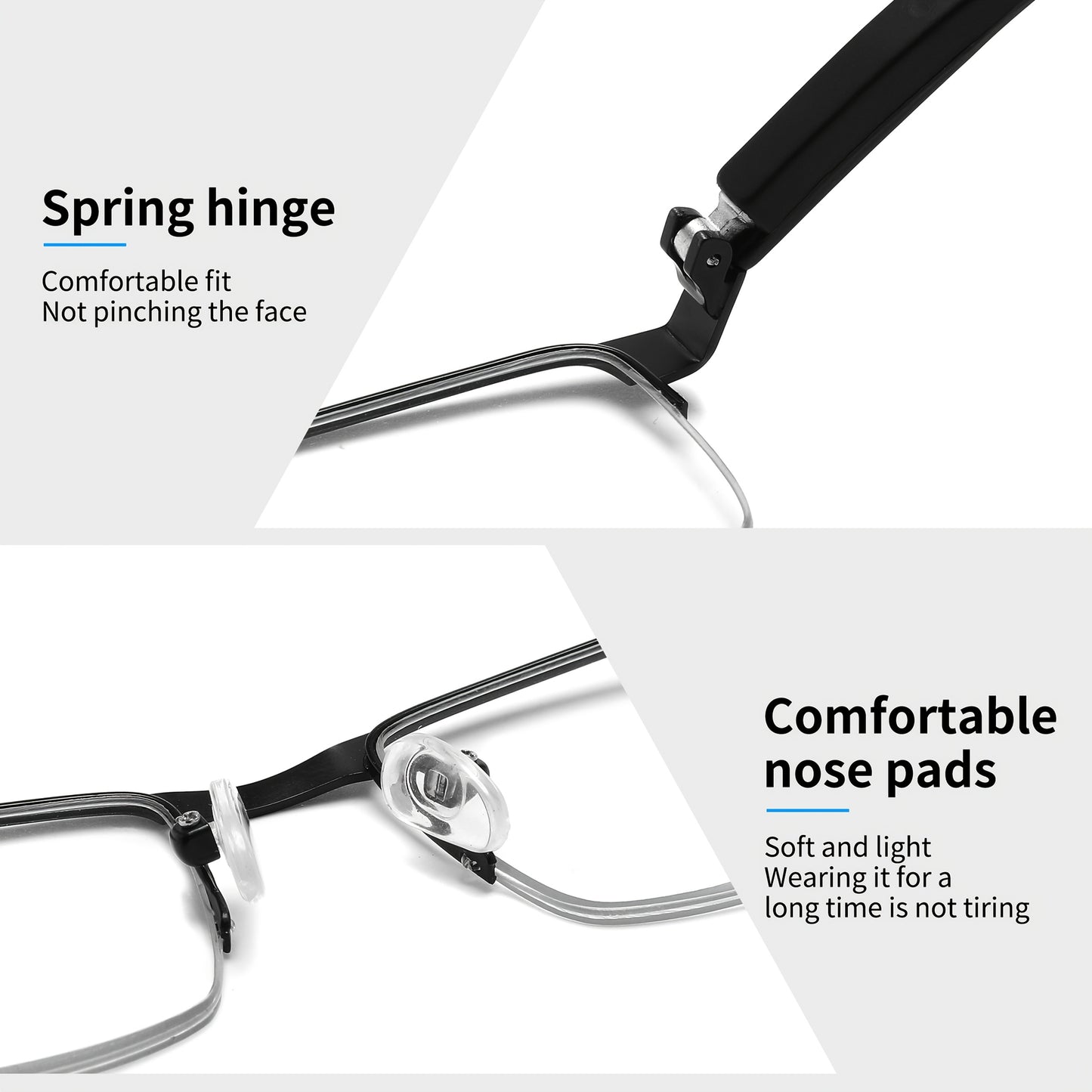 Unisex Semi-Rimless Photochromic Clear Lens Glasses, Stainless Steel
