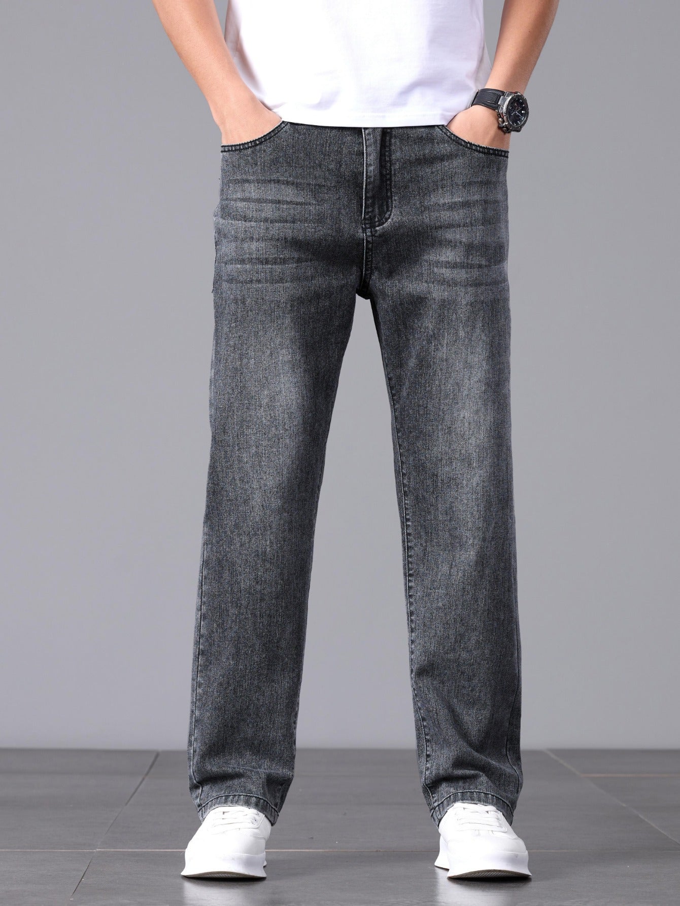 Men'S Stretchy Long Pants, Stylish And Versatile, Slim Fit, Breathable, Trendy Denim Trousers for Spring And Summer.
