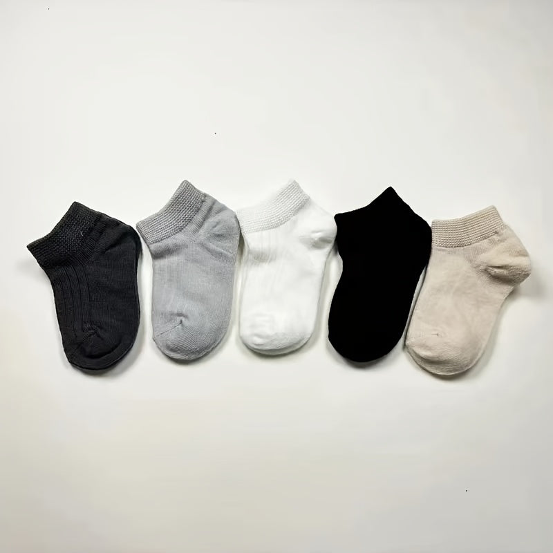 5pcs/3pcs Cute joyful Face & Striped Cotton Blend Youngsters Socks - Perfect for Boys & Girls 0-5 Years, All Seasons