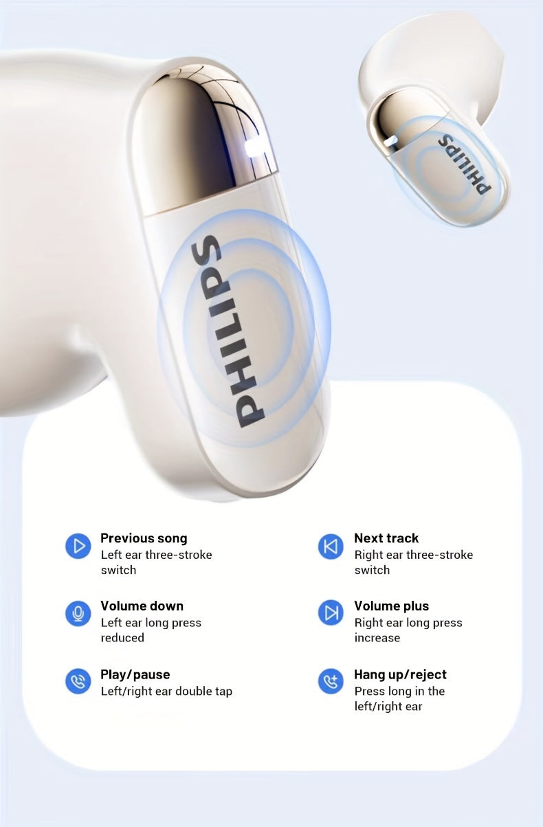 PHILIPS True Wireless ականջակալներ՝ հարմարավետ iPhone/Android-ի համար, ներկառուցված միկրոֆոնով անլար ականջակալներ, անլար ականջակալներ TAT2169