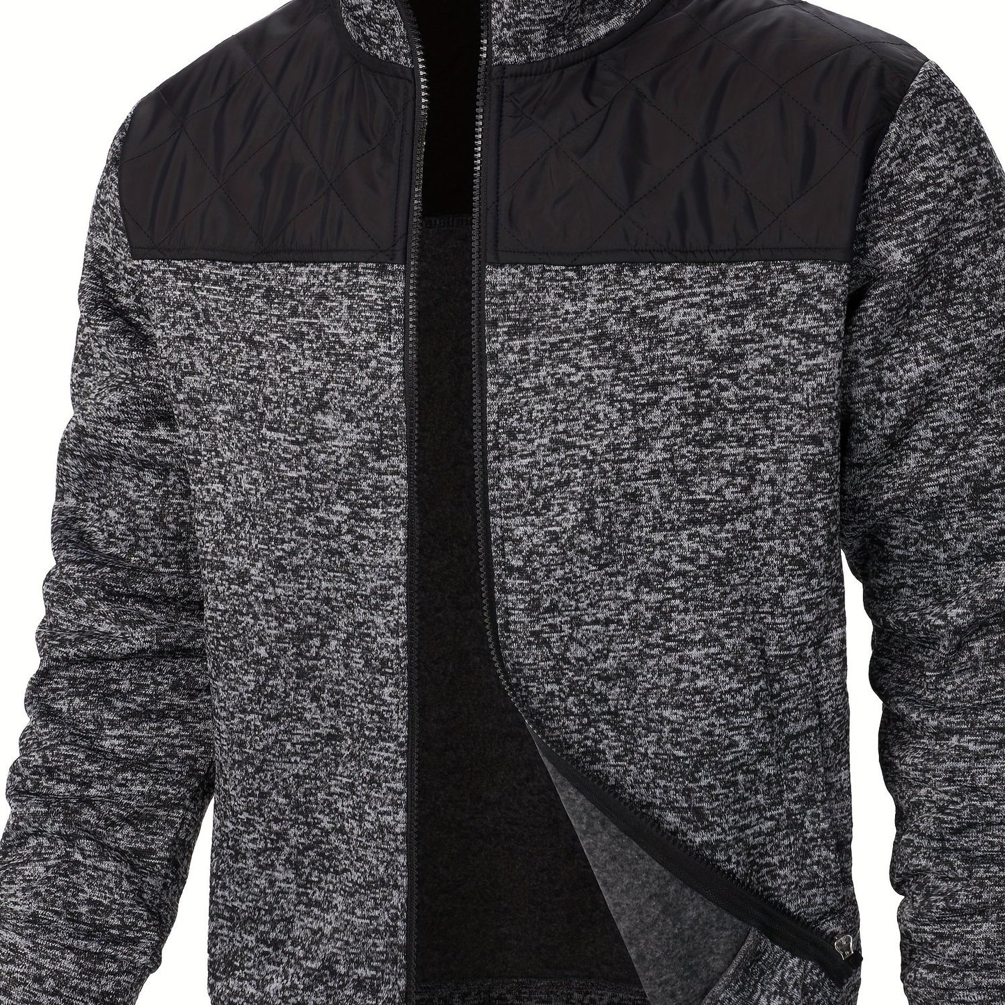 Men's Blocking Quilted Jacket For Spring And Autumn, Casual Stylish Outdoor Stand Collar Coat As Gift