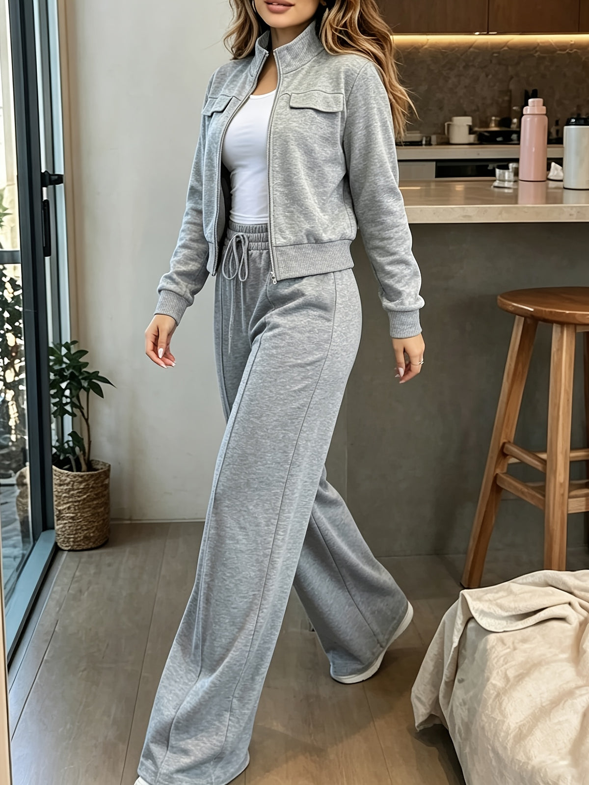 Women's Elegant Autumn Winter 2-Piece Jacket and Pants Set - ayq