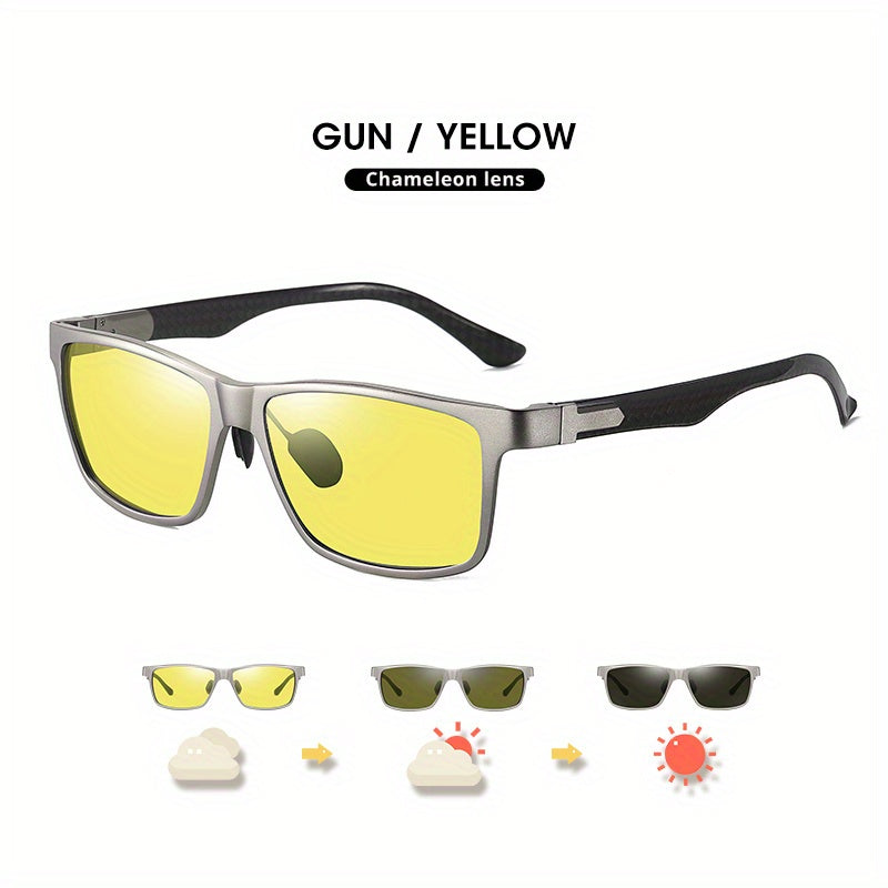 Photochromic Square Sunglasses for Men and Women - Day & Night Driving