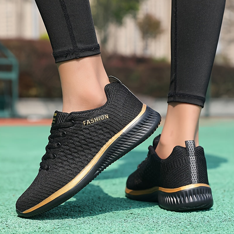 Women's Lightweight Lace-Up Casual Sneakers, Breathable Soft Sole Platform Lace Up Walking Shoes, Comfortable Fashion Footwear plus size