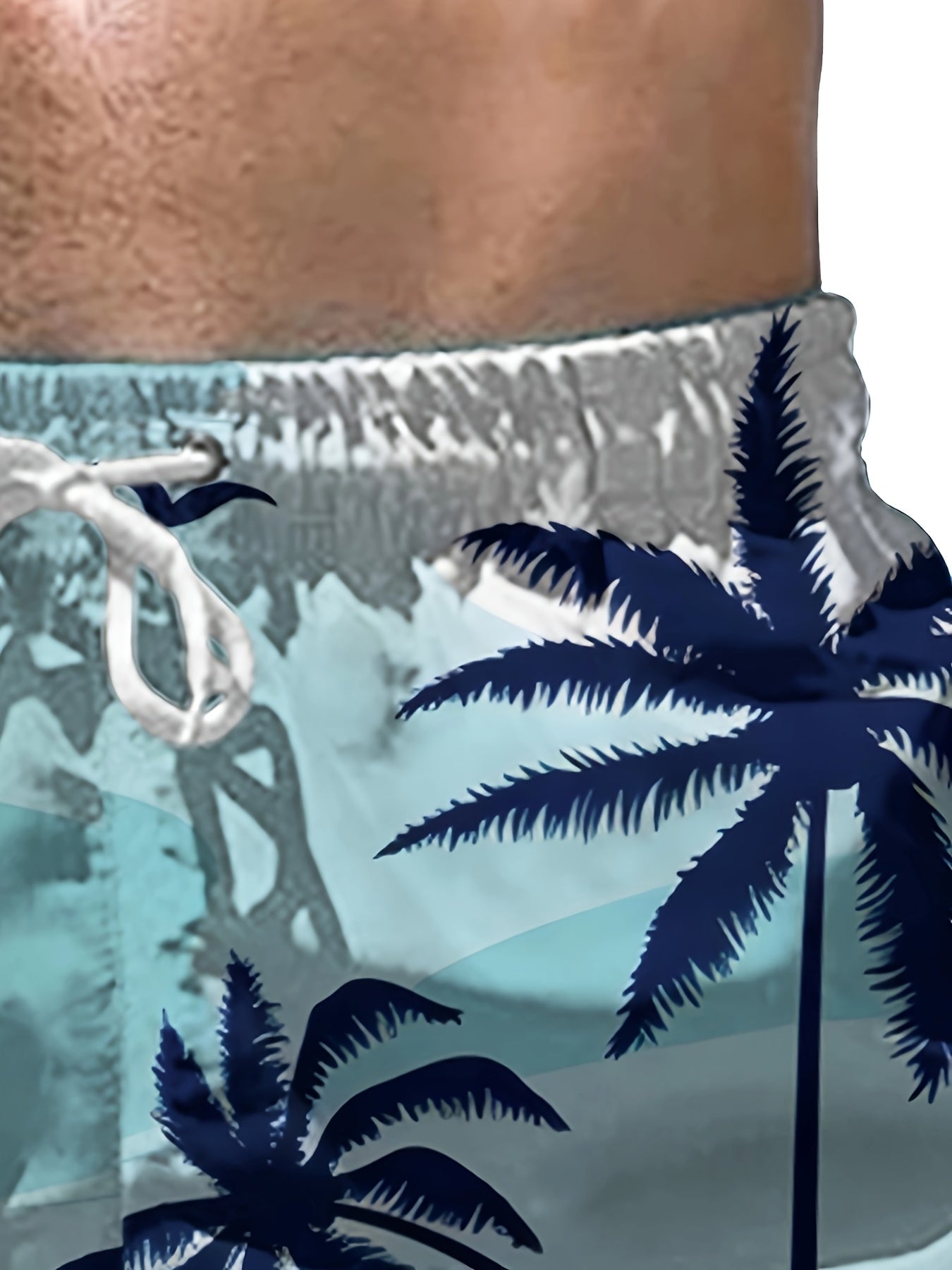 Men's Casual Palm Tree Beach Shorts - Quick-Dry, Drawstring Swim Trunks with Pockets, Perfect for Summer Vacation, Bathing Suits