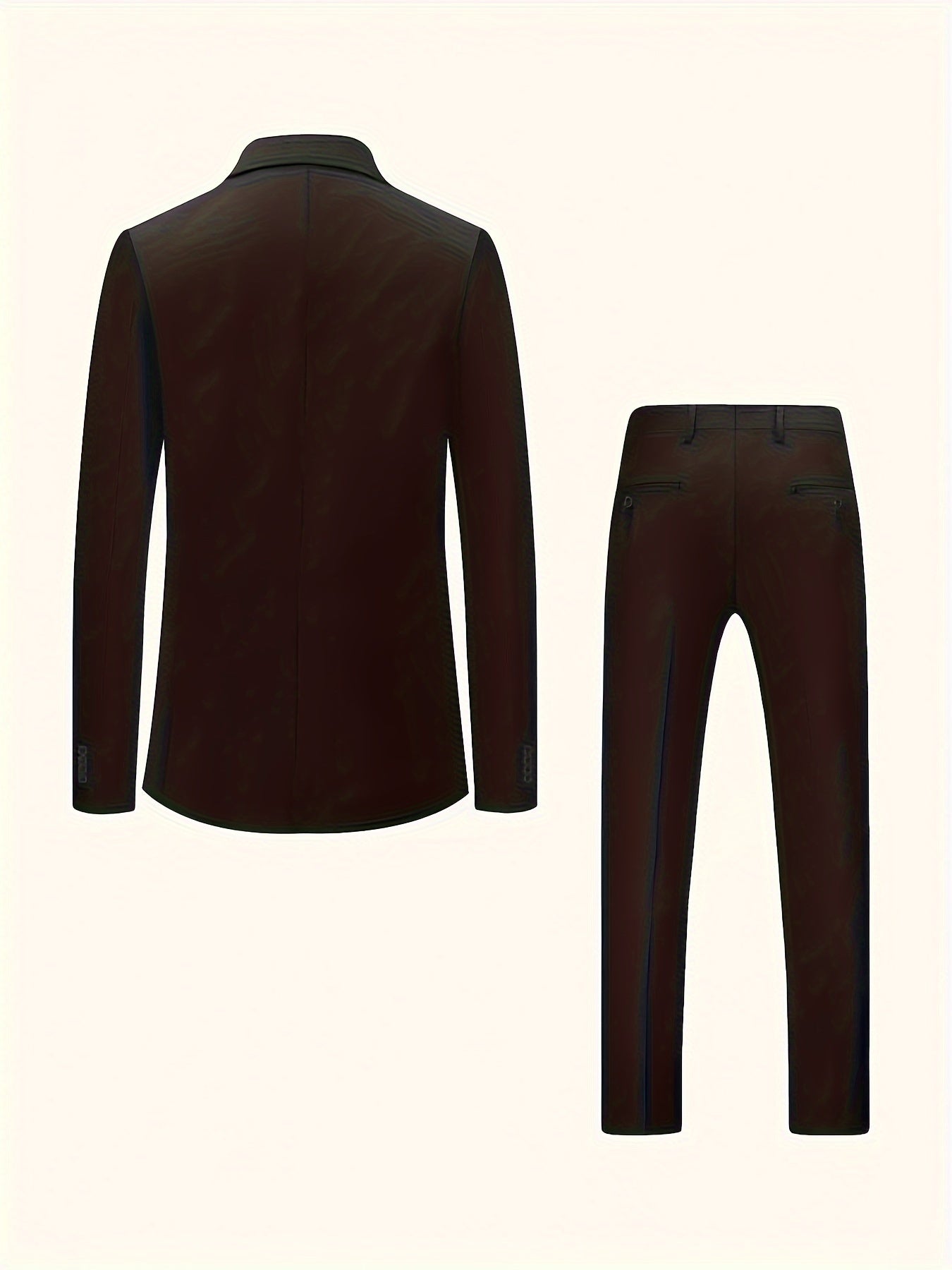 Men'S Solid Color Polyester Work Suit - Classic Lapel Collar, Non-Stretch Fabric, Long Suit Sleeves, Four-Season Versatility, Button-Front Jacket with Pants - Regular Fit Woven Suit Set (80% Polyester, 20% Viscose)