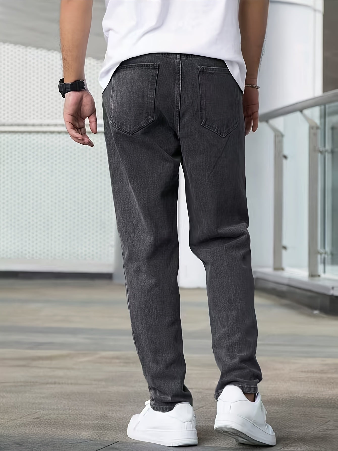 Men's Classic Straight-Leg Denim Jeans - Casual Style, Non-Stretch, Machine Washable, Solid Light Blue, Cotton/Polyester Blend, All-Season Wear, Comfortable Clothing|Timeless Style|Nonstretch Jeans