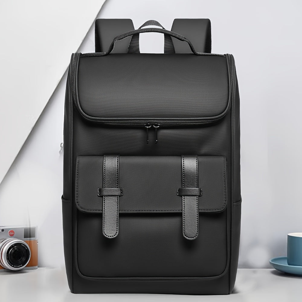 Men'S Stylish Large Capacity Commuter Backpack - Black Oxford Fabric, Durable with Multiple Compartments and Adjustable Straps, Ideal for Office, Student, University, School, Travel, Commute, Travel Backpack Casual Style Ba