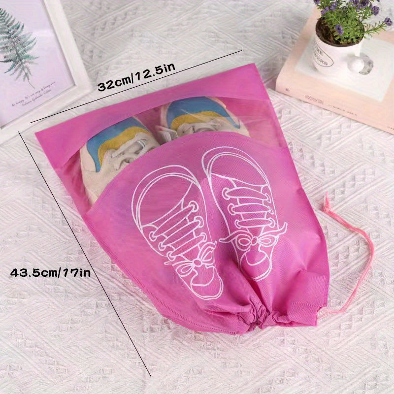 1pc Travel Shoe Storage Bag, Durable Non-woven Fabric, Drawstring Closure, Anti Yellowing, Moisture-proof, Perfect For Travel And Cushioning - Keep Shoes Free From Dust