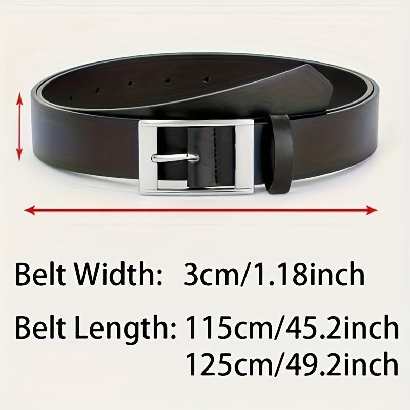1pc Men's Fashionable PU Leather Belt, Simple And Retro Design, Smooth Buckle, For Men Daily Life, Leisure Time Party Festival Work Christmas Gift