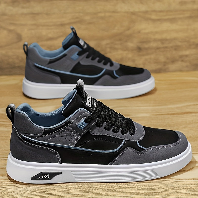 Men'S Casual Athletic Sneakers - Lightweight, Breathable, Fashion-Forward Skate Shoes with Faux Cover and PVC Sole for Outdoor Activities, Hiking, and Everyday Wear, Low-Top Design, Lace-Up Closure, Allseason Shoes | Versatil