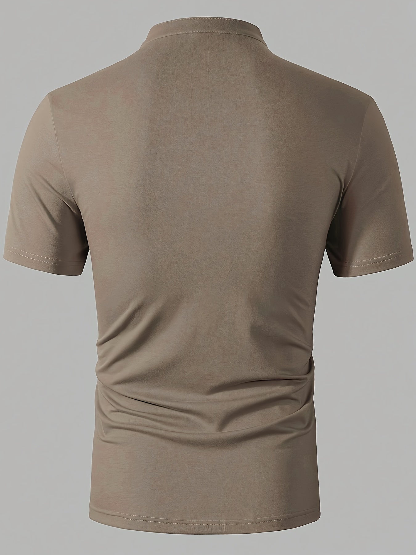 Men's Casual Red Shirt - Short Sleeve, Round Neck with Button Detail, Lightweight Polyester Blend, Ideal for Golf & Casual Attire, Machine Washable