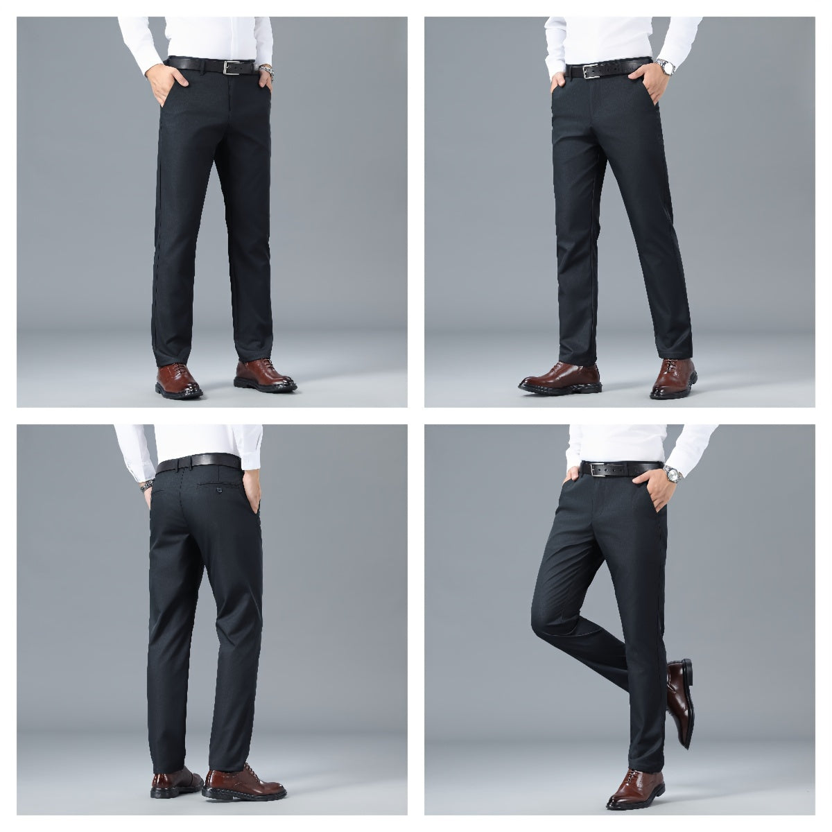 Men's Solid Color Business Casual Pants, Lightweight Business Style Versatile Trousers for Office
