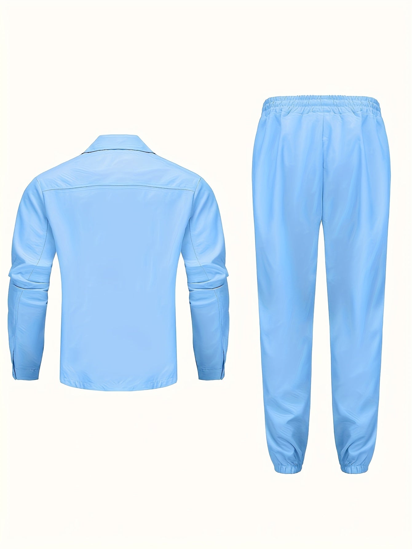 Men'S Casual Polyester Suit Set, Solid Color, Non-Stretch, Regular Fit, with Lapel Collar, Pocket Details, for Hiking, Daily Wear, and Special Occasions, Spring/Fall, Fall/Winter