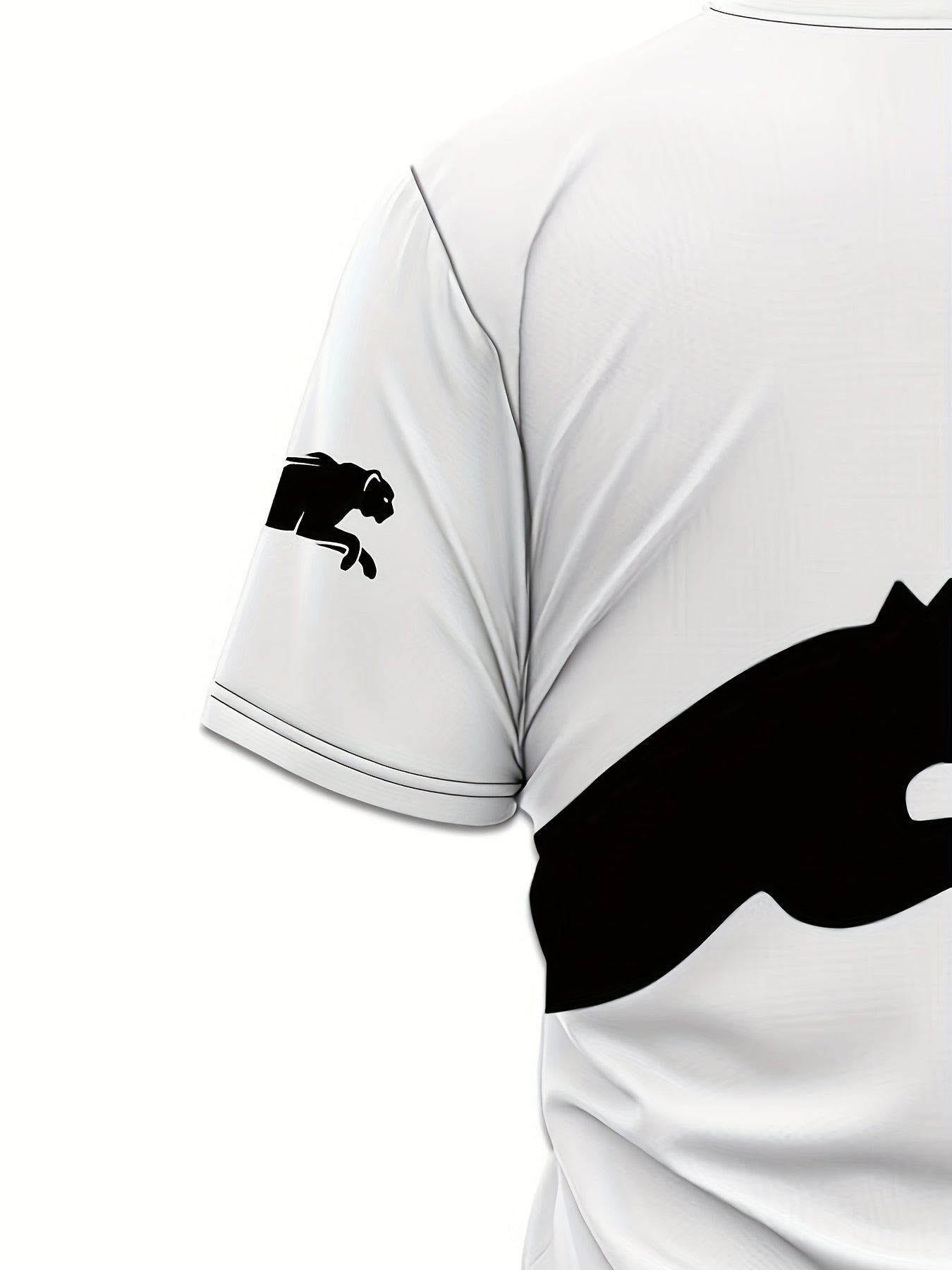 Men's 3D Print Cat Graphic T-Shirt - Casual Short Sleeve Summer Tee with Black White Contrast Design, Breathable Round Neck Top for Outdoor Activities, Machine Washable, Relaxed Fit Shirt, Durable Fabric, Detailed Print Qua