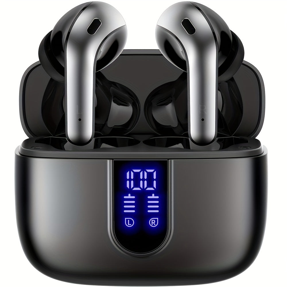 Wireless Earbuds with Mic, Earphones With LED Display, In-Ear Headphones With Mini Charging Case, TWS Headset For Men/Women