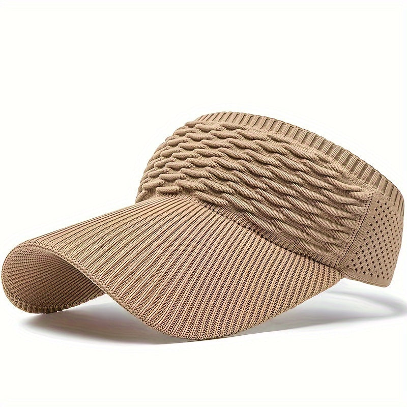 Casual Elastic Knitted Cap, Breathable Women's Empty Top Sunshade Hat For Outdoor Sports And Sun Protection