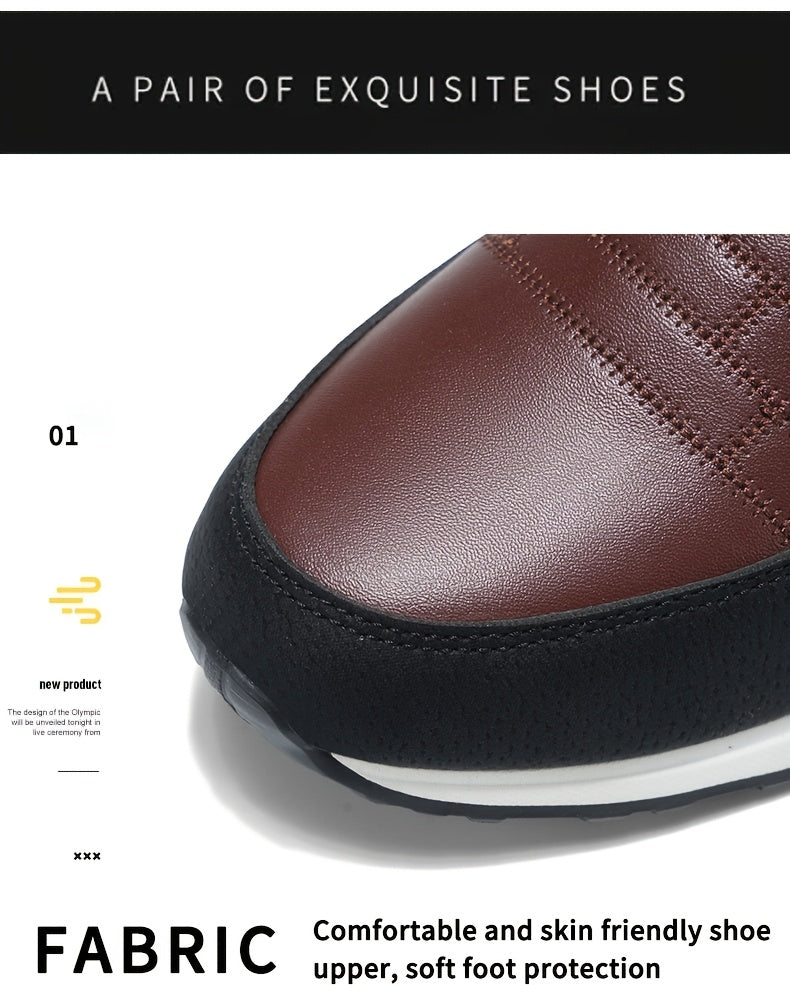 1pair Men'S Casual Business Sneakers, Round Toe, Low-Top, Solid Color, Faux Upper, with Fabric Lining, EVA Insole, PVC Sole, Lace-Up Closure for Daily and Leisure Wear