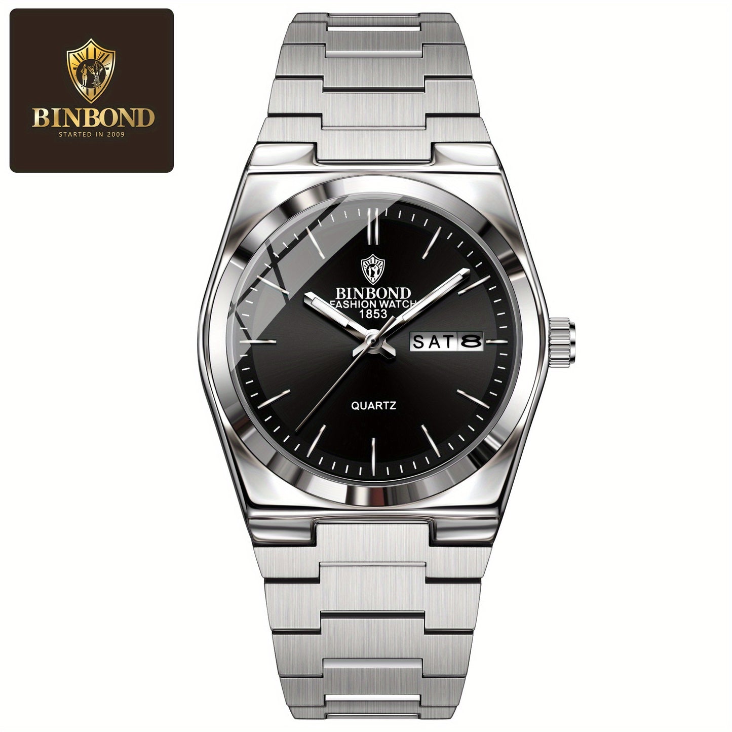 BINBOND Women'S Fashion Watch, Double Calendar, Quartz Movement, Stainless Steel Band, Round Case, Ideal for Daily Wear & Gifting, Stylish Accessory|Minimalist Design|Durable Watch