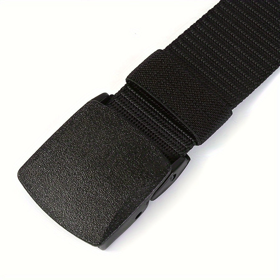 Nylon Belt with Smooth Buckle - Hypoallergenic, Casual Style for Men & Women, Perfect for Jeans & Outdoor Wear