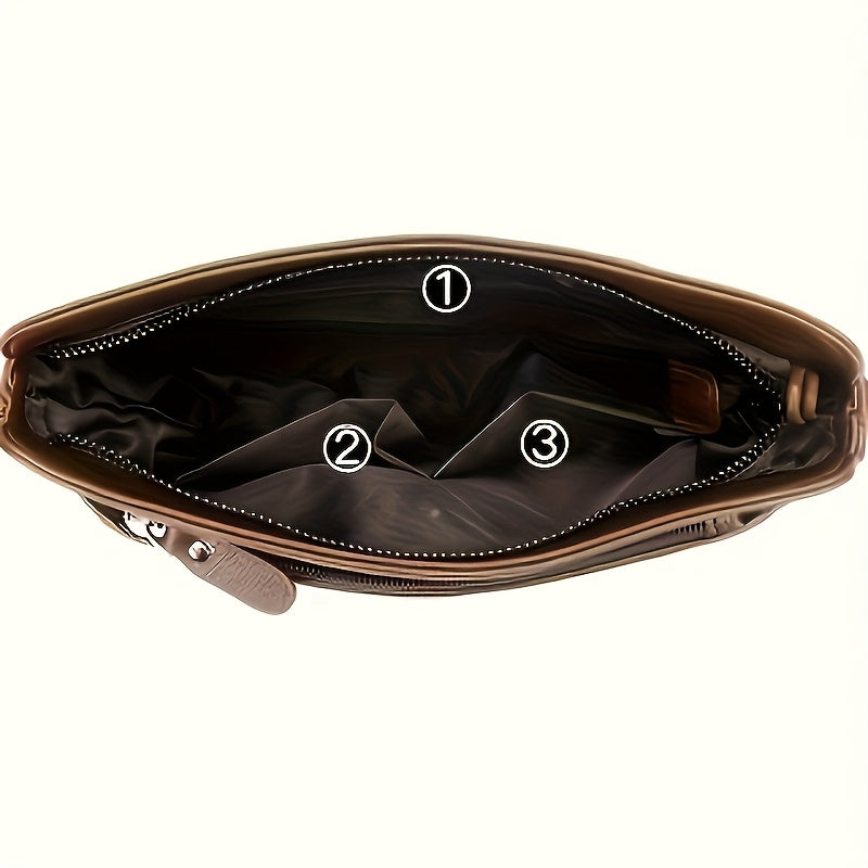 1pc Large Capacity Men'S Shoulder Bag - Adjustable Crossbody Sling with Multiple Compartments, Brown Business Casual Bag for Work, Travel, Everyday Use - Unique Gift for Him, Birthday, Christmas, Work Shoulder Bag, Sophisti