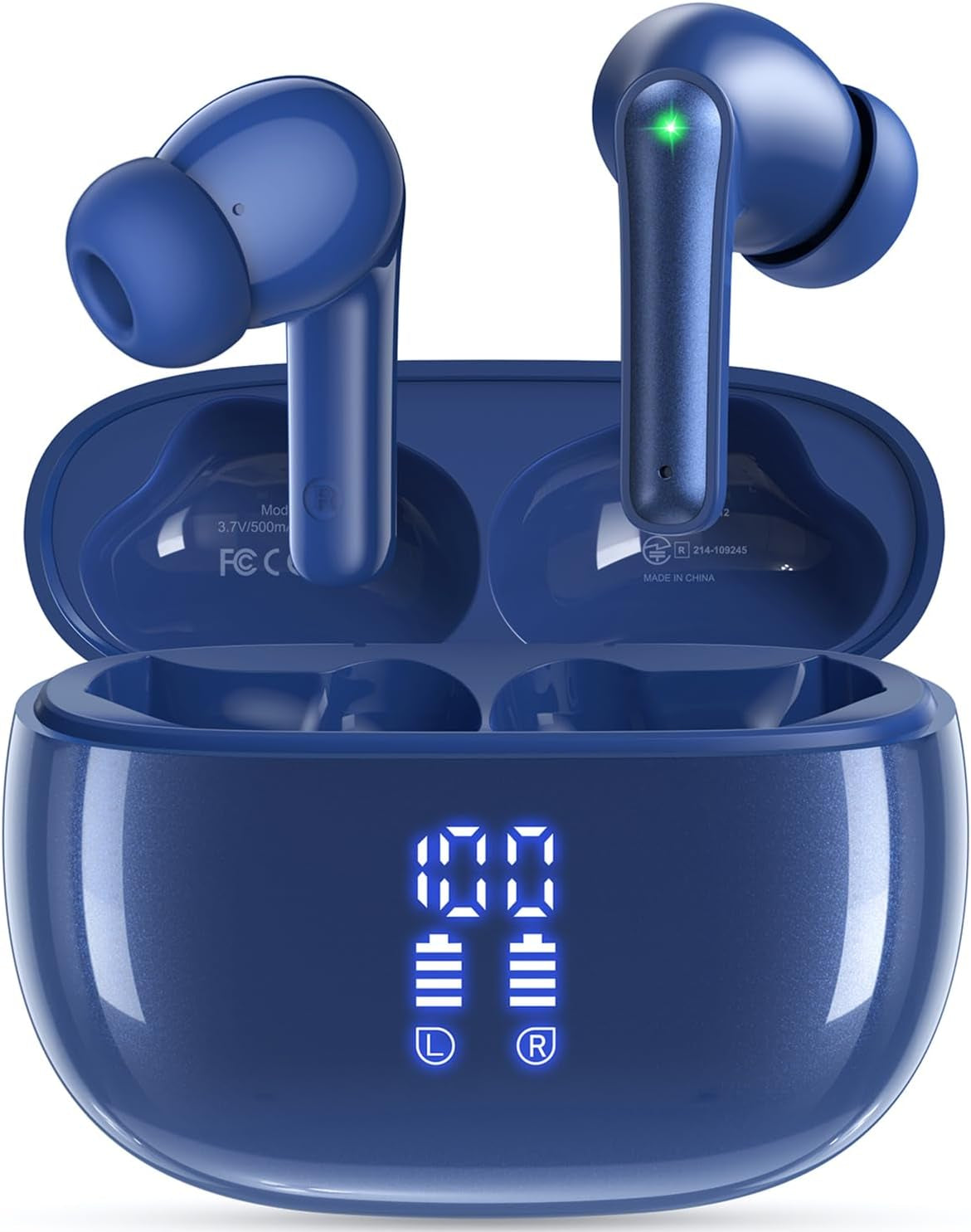 Wireless Earbuds Bluetooth Headphones, Ear Buds with Deep Bass, 40H Long Playtime, Power Display, IPX7 Waterproof in Ear Earphone with Mic for Phone Tablet Sports Workout, Black