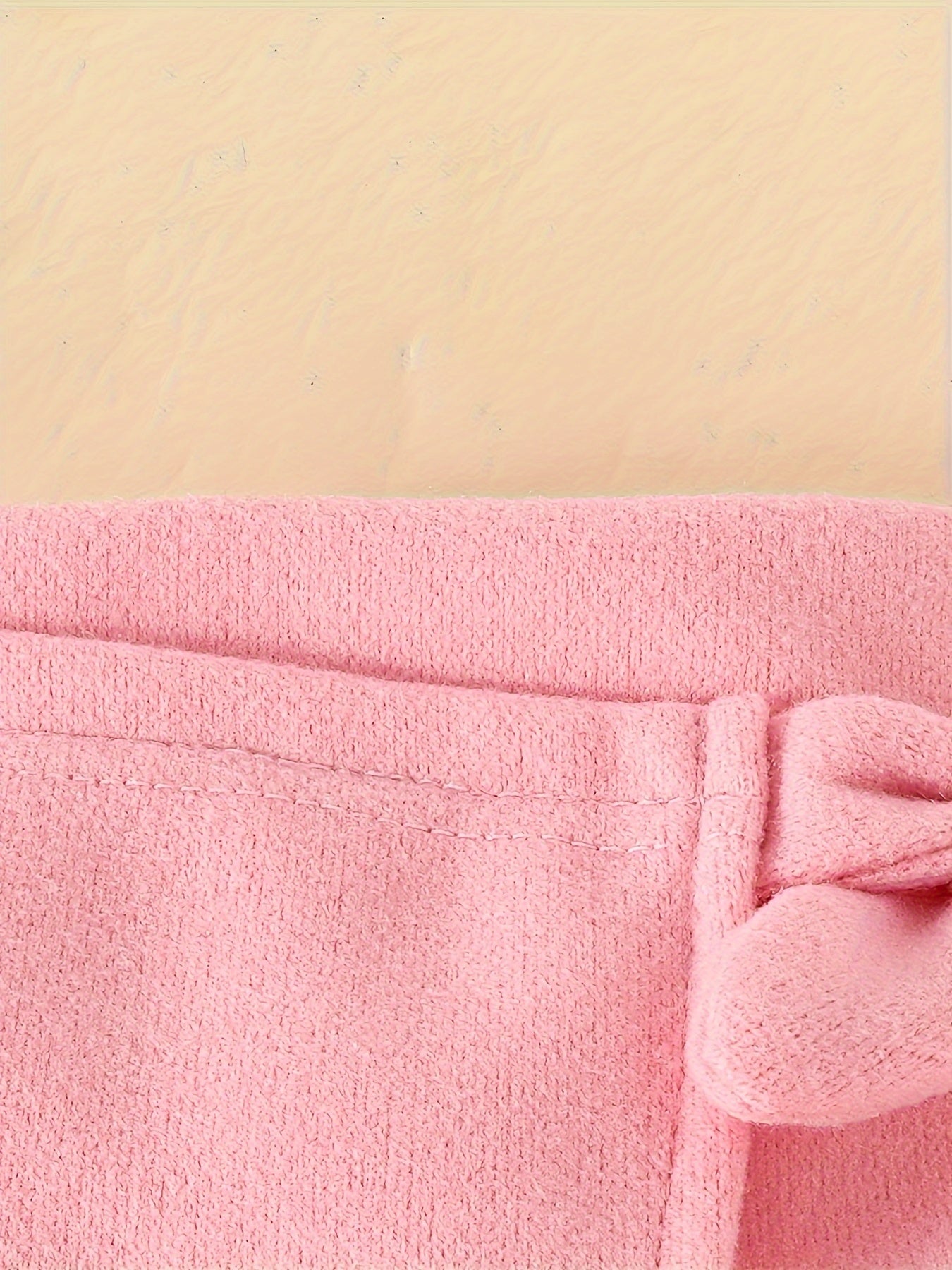 Honey Style Knitted Fabric Crew Neck Long Sleeve T-Shirt with Solid Color Flared Skirt and Beret Set for - Bow Detail Knee High Medium Stretch Fall/Winter Outfit