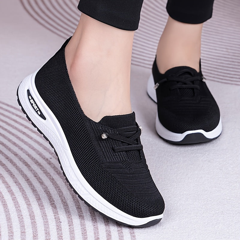 Women's Trendy Casual Sneakers - Breathable Blue Slip-On Sneakers with Soft PVC Sole, Lightweight & Comfortable for Casual Attire, Cute Shoes