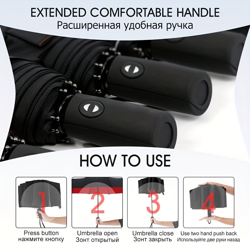 Automatic Open/Close, Windproof Tri-Fold Umbrella - Durable, Thickened Canopy for Enhanced Rain Protection, Ideal for Business Use, Automatic Folding Umbrella