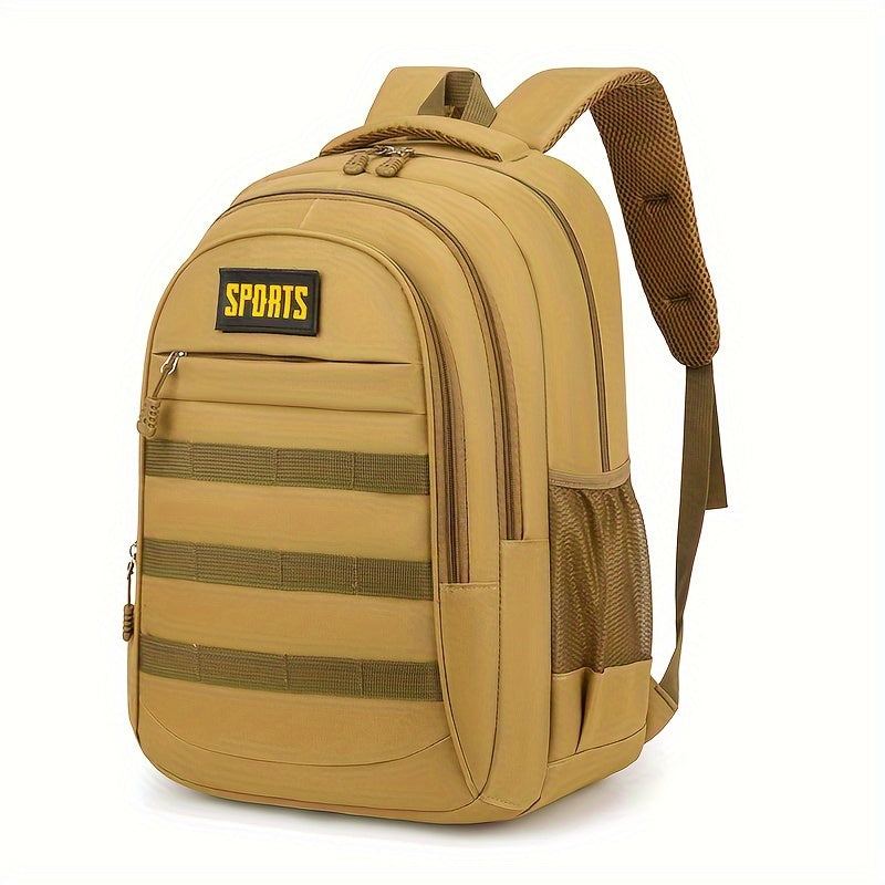 SPORTS Men's Casual Backpack - High-Capacity Camo & Solid Color Options, Durable Nylon, Ideal for Hiking, Travel & Students with Laptop Compartment