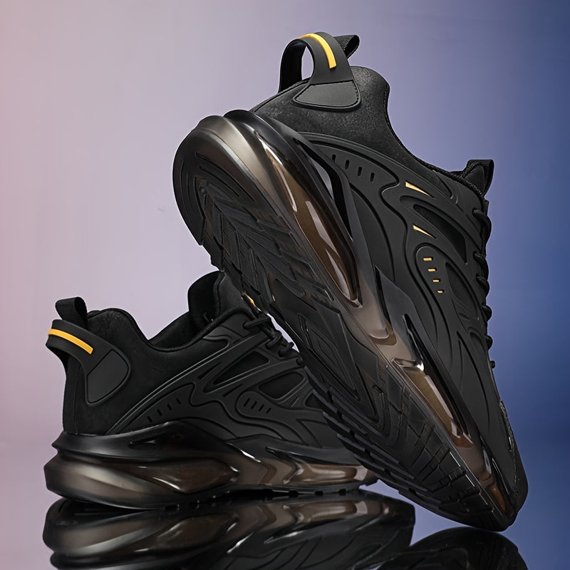 AOPLUS Women's Lightweight Stability Running Shoes - Black/Yellow Accents, Breathable Fabric Upper, Cushioned Rubber Sole for All-Season Casual Light Athletic Wear, Sneakers, Sleek Design, Comfortable Fit, Performance Foo