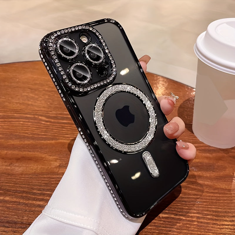Նոր ոճի Magnetic բջջային հեռախոսի պատյան Rhinestones-ի համար iPhone 16 15 14 13 12 11 Plus Pro Max-ի համար
